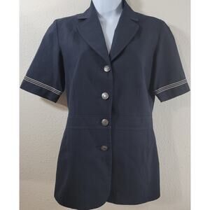 VF Image Wear Navy Blue 4 Button Closure Blazer TL Lined Short Sleeves Soft